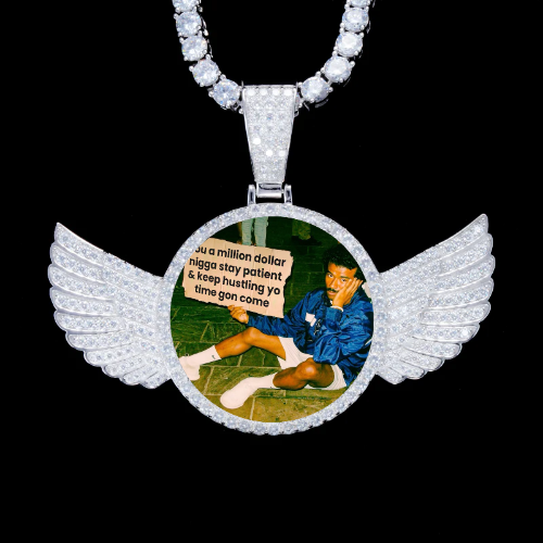 925S & VVS Moissanite 3D Wing Custom Picture Pendant
