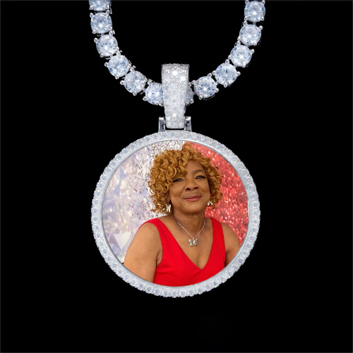 925S & VVS Moissanite 3D Circle Custom Picture Pendant