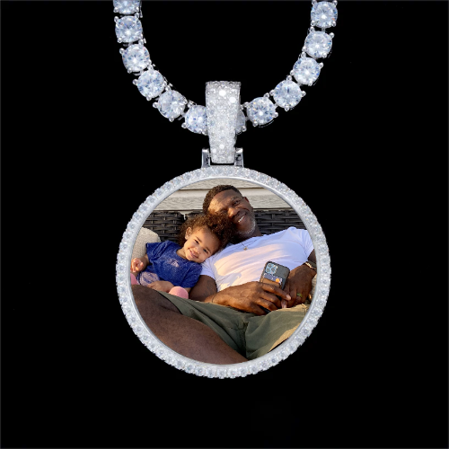 925S & VVS Moissanite 3D Circle Custom Picture Pendant