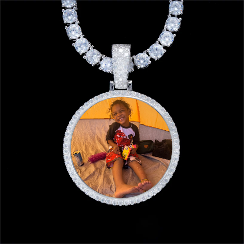925S & VVS Moissanite 3D Circle Custom Picture Pendant