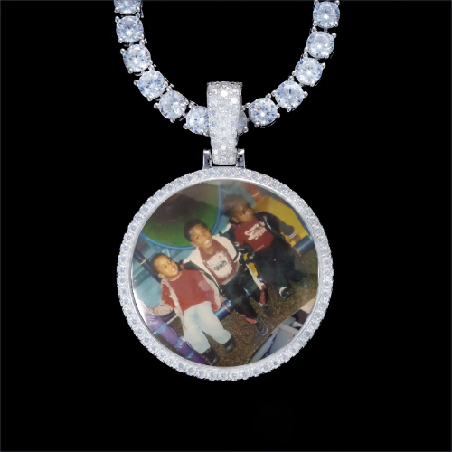 925S & VVS Moissanite 3D Circle Custom Picture Pendant