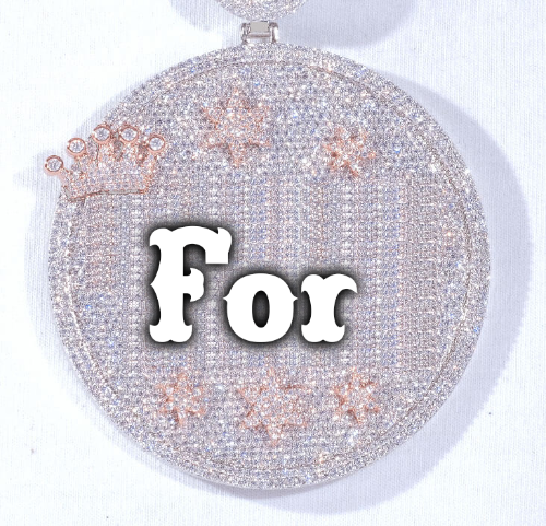 CUSTOM LETTER NECKLACE 3D BIG CROWN DISC