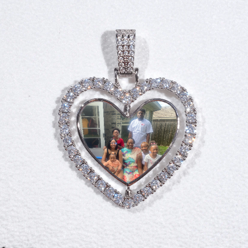 3D Spinning 2-Faced Heart Custom Picture Pendant