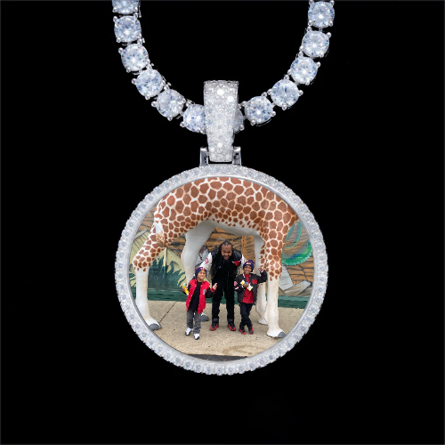 925S & VVS Moissanite 3D Circle Custom Picture Pendant