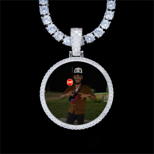 925S & VVS Moissanite 3D Circle Custom Picture Pendant