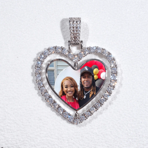 3D Spinning 2-Faced Heart Custom Picture Pendant