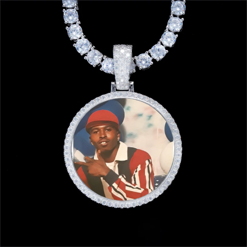 925S & VVS Moissanite 3D Circle Custom Picture Pendant