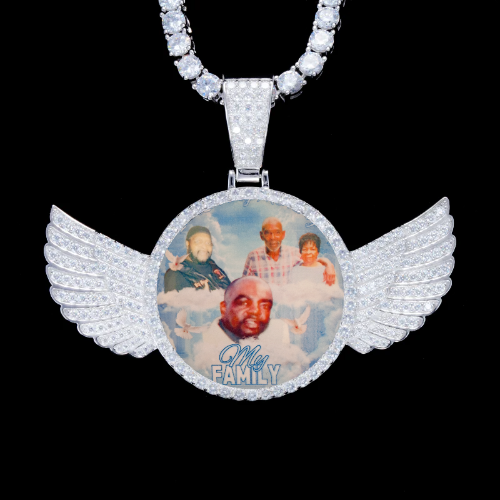 925S & VVS Moissanite 3D Wing Custom Picture Pendant