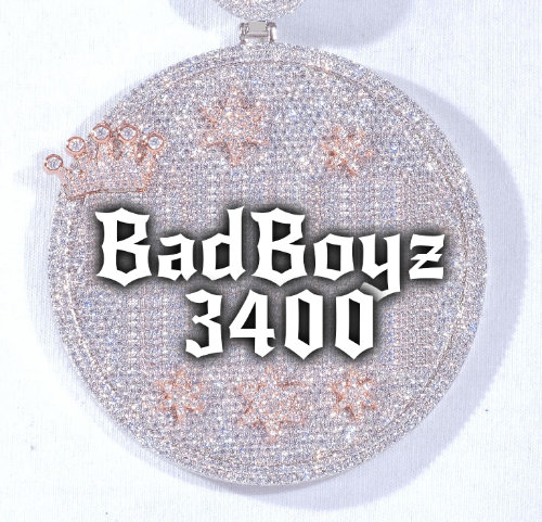 CUSTOM LETTER NECKLACE 3D BIG CROWN DISC