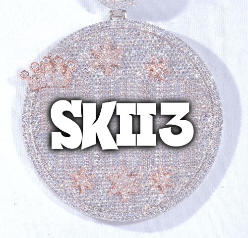 CUSTOM LETTER NECKLACE 3D BIG CROWN DISC