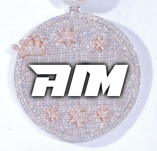 CUSTOM LETTER NECKLACE 3D BIG CROWN DISC