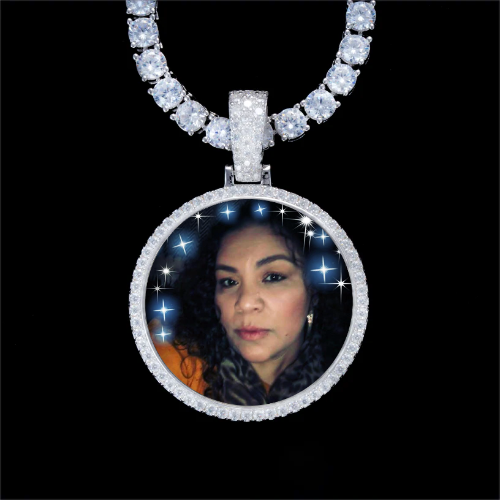 925S & VVS Moissanite 3D Circle Custom Picture Pendant
