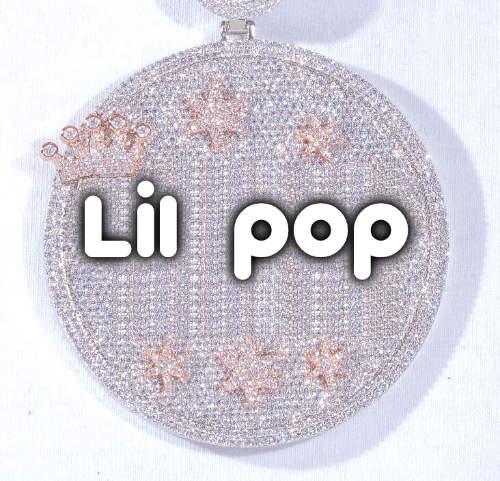 CUSTOM LETTER NECKLACE 3D BIG CROWN DISC