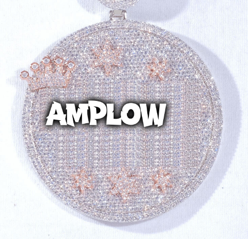 CUSTOM LETTER NECKLACE 3D BIG CROWN DISC