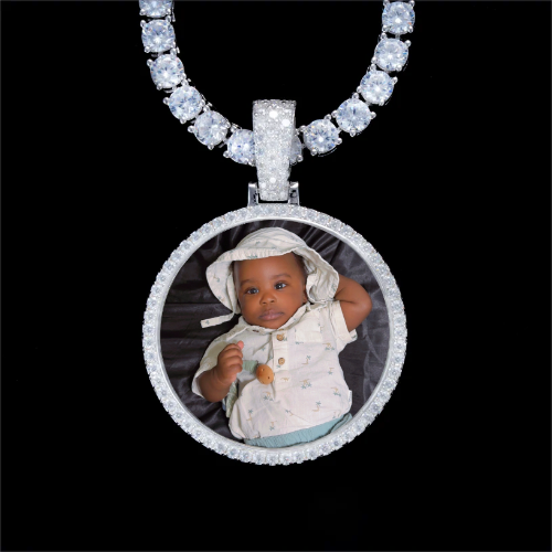 925S & VVS Moissanite 3D Circle Custom Picture Pendant
