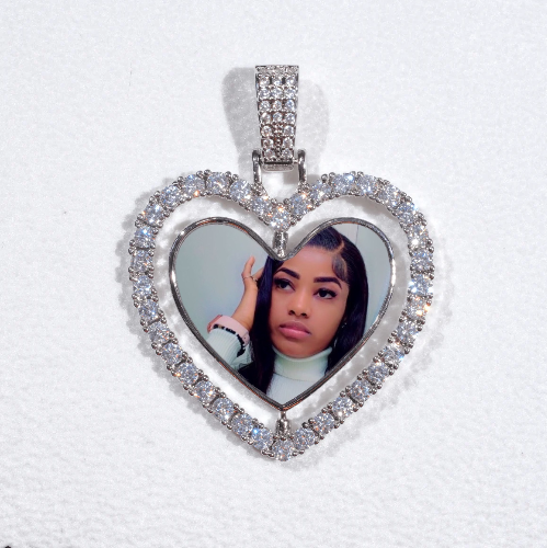 3D Spinning 2-Faced Heart Custom Picture Pendant