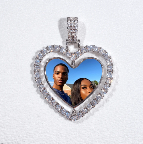 3D Spinning 2-Faced Heart Custom Picture Pendant