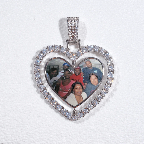 3D Spinning 2-Faced Heart Custom Picture Pendant