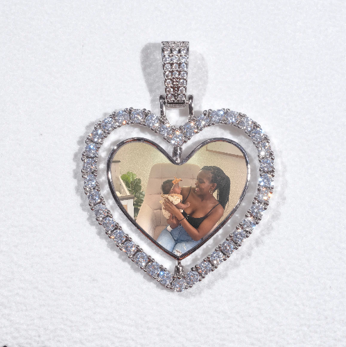3D Spinning 2-Faced Heart Custom Picture Pendant