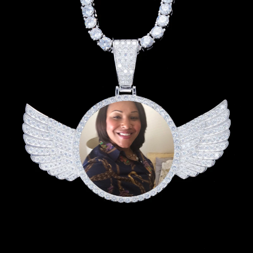 925S & VVS Moissanite 3D Wing Custom Picture Pendant