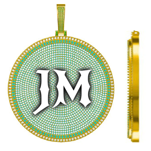 CUSTOM LETTER NECKLACE 3D BIG DISC