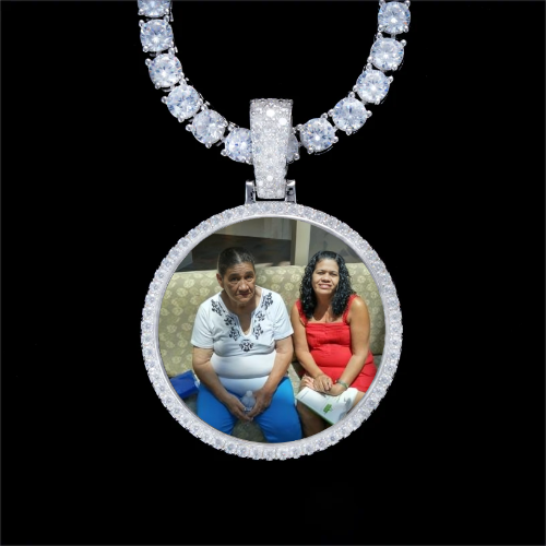 925S & VVS Moissanite 3D Circle Custom Picture Pendant