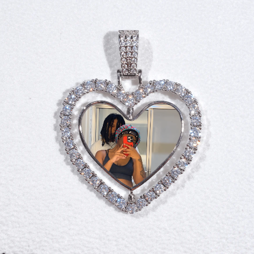 3D Spinning 2-Faced Heart Custom Picture Pendant