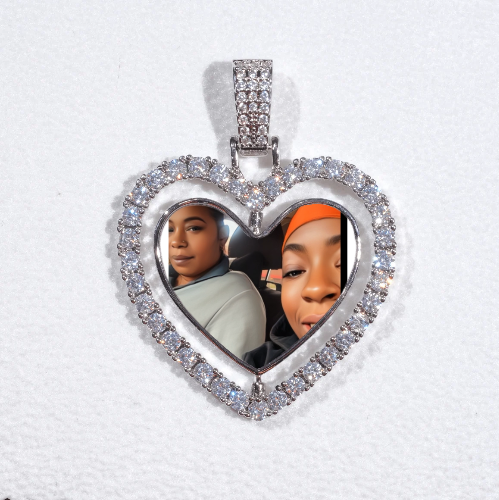 3D Spinning 2-Faced Heart Custom Picture Pendant