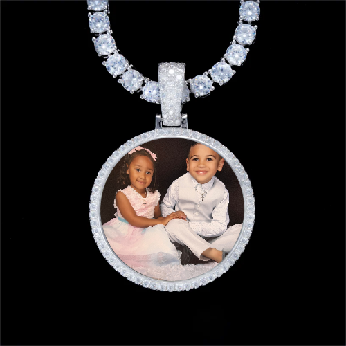 925S & VVS Moissanite 3D Circle Custom Picture Pendant