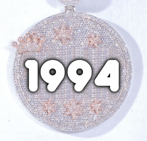 CUSTOM LETTER NECKLACE 3D BIG CROWN DISC