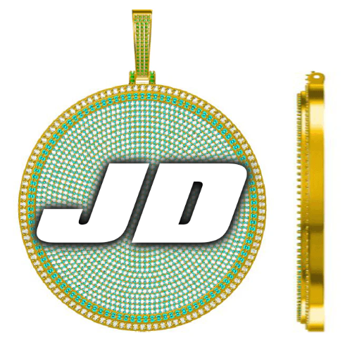 CUSTOM LETTER NECKLACE 3D BIG DISC