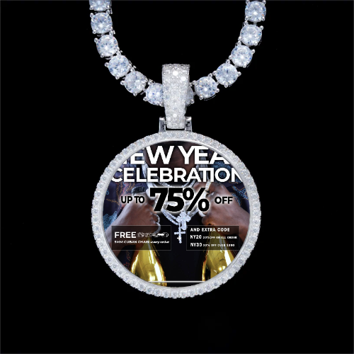 925S & VVS Moissanite 3D Circle Custom Picture Pendant