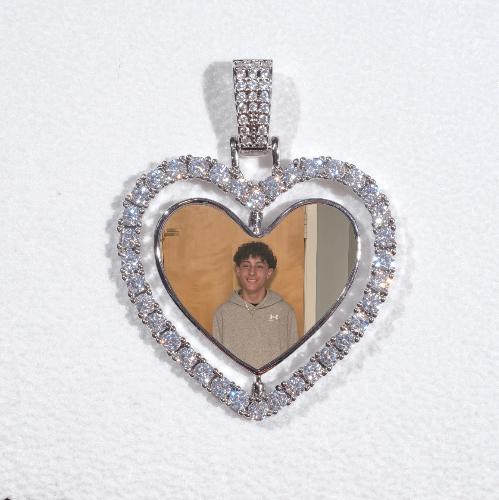 3D Spinning 2-Faced Heart Custom Picture Pendant