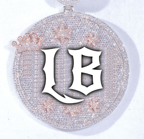 CUSTOM LETTER NECKLACE 3D BIG CROWN DISC