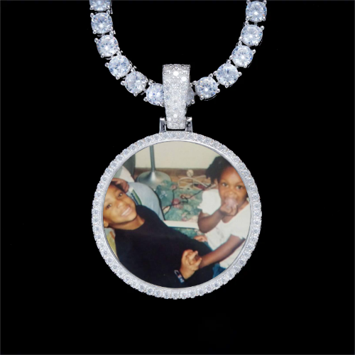 925S & VVS Moissanite 3D Circle Custom Picture Pendant