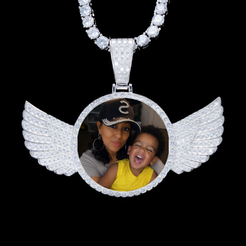 925S & VVS Moissanite 3D Wing Custom Picture Pendant