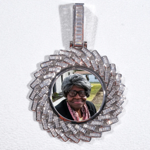 Large 3D Baguette Custom Picture Pendant