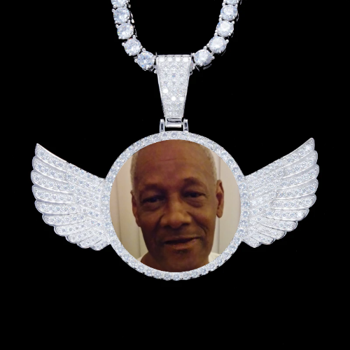 925S & VVS Moissanite 3D Wing Custom Picture Pendant