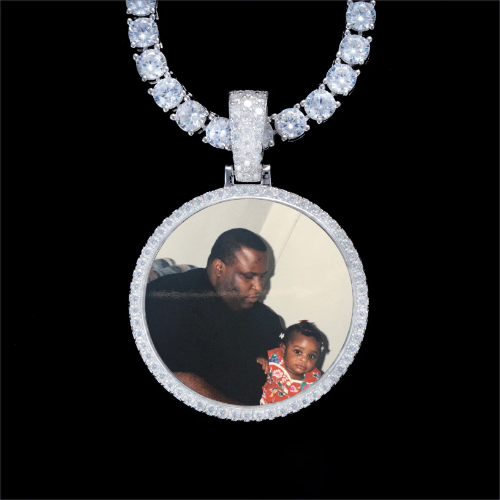 925S & VVS Moissanite 3D Circle Custom Picture Pendant
