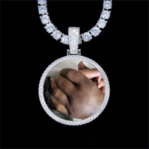 925S & VVS Moissanite 3D Circle Custom Picture Pendant