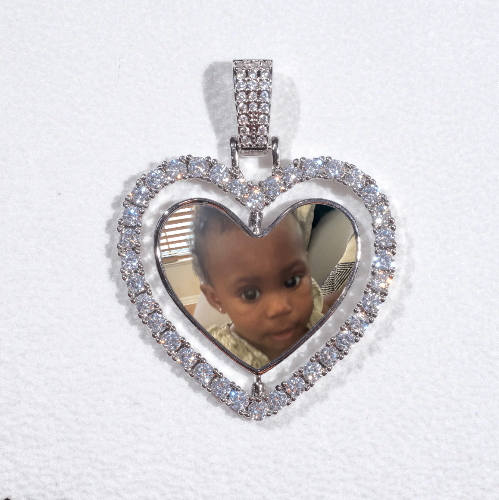 3D Spinning 2-Faced Heart Custom Picture Pendant