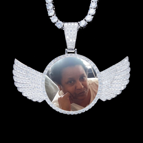 925S & VVS Moissanite 3D Wing Custom Picture Pendant
