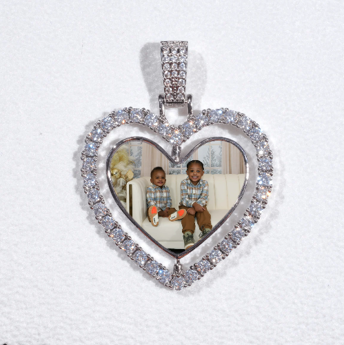 3D Spinning 2-Faced Heart Custom Picture Pendant