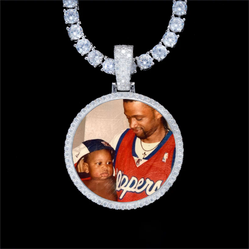 925S & VVS Moissanite 3D Circle Custom Picture Pendant