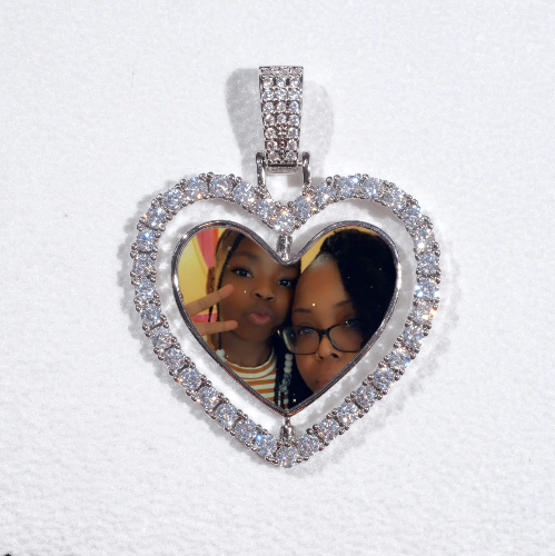3D Spinning 2-Faced Heart Custom Picture Pendant