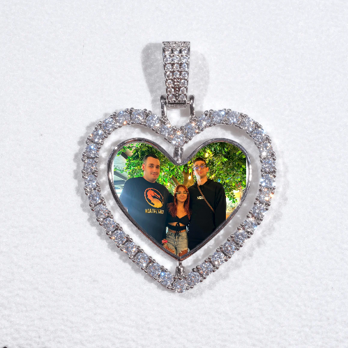 3D Spinning 2-Faced Heart Custom Picture Pendant