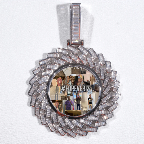 Large 3D Baguette Custom Picture Pendant