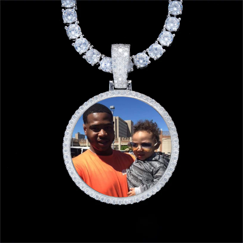 925S & VVS Moissanite 3D Circle Custom Picture Pendant