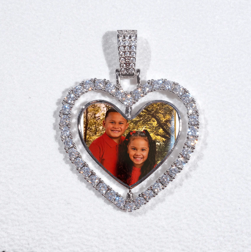 3D Spinning 2-Faced Heart Custom Picture Pendant