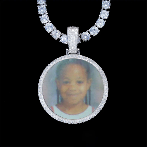 925S & VVS Moissanite 3D Circle Custom Picture Pendant